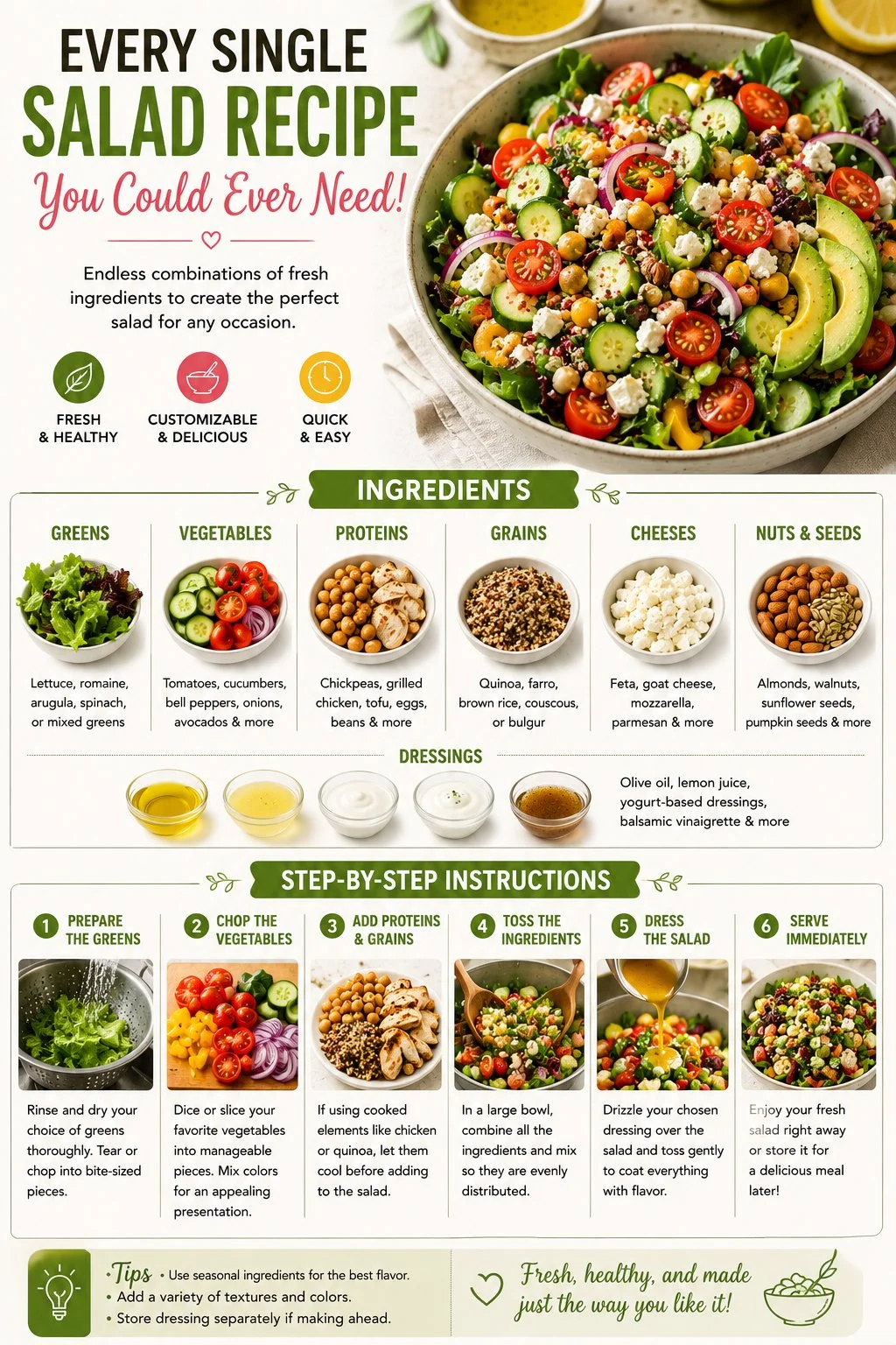 A variety of delicious salad recipes displayed on a vibrant table.
