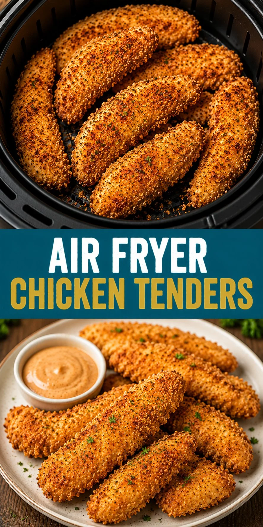 Delicious air fryer chicken tenders with golden crispy coating