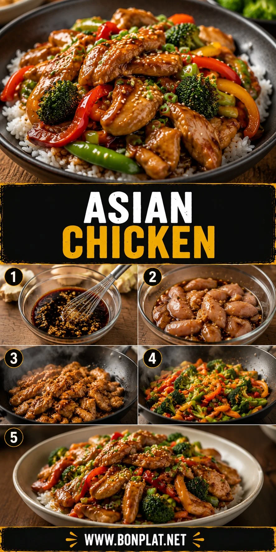 Delicious plate of Asian Chicken with vibrant vegetables and spices