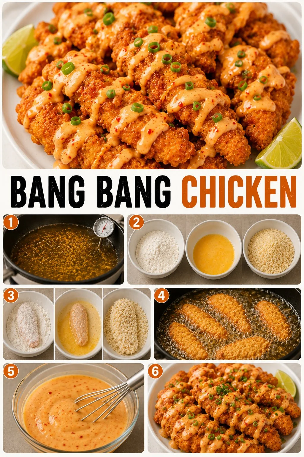 Plate of delicious Bang Bang Chicken garnished with green onions