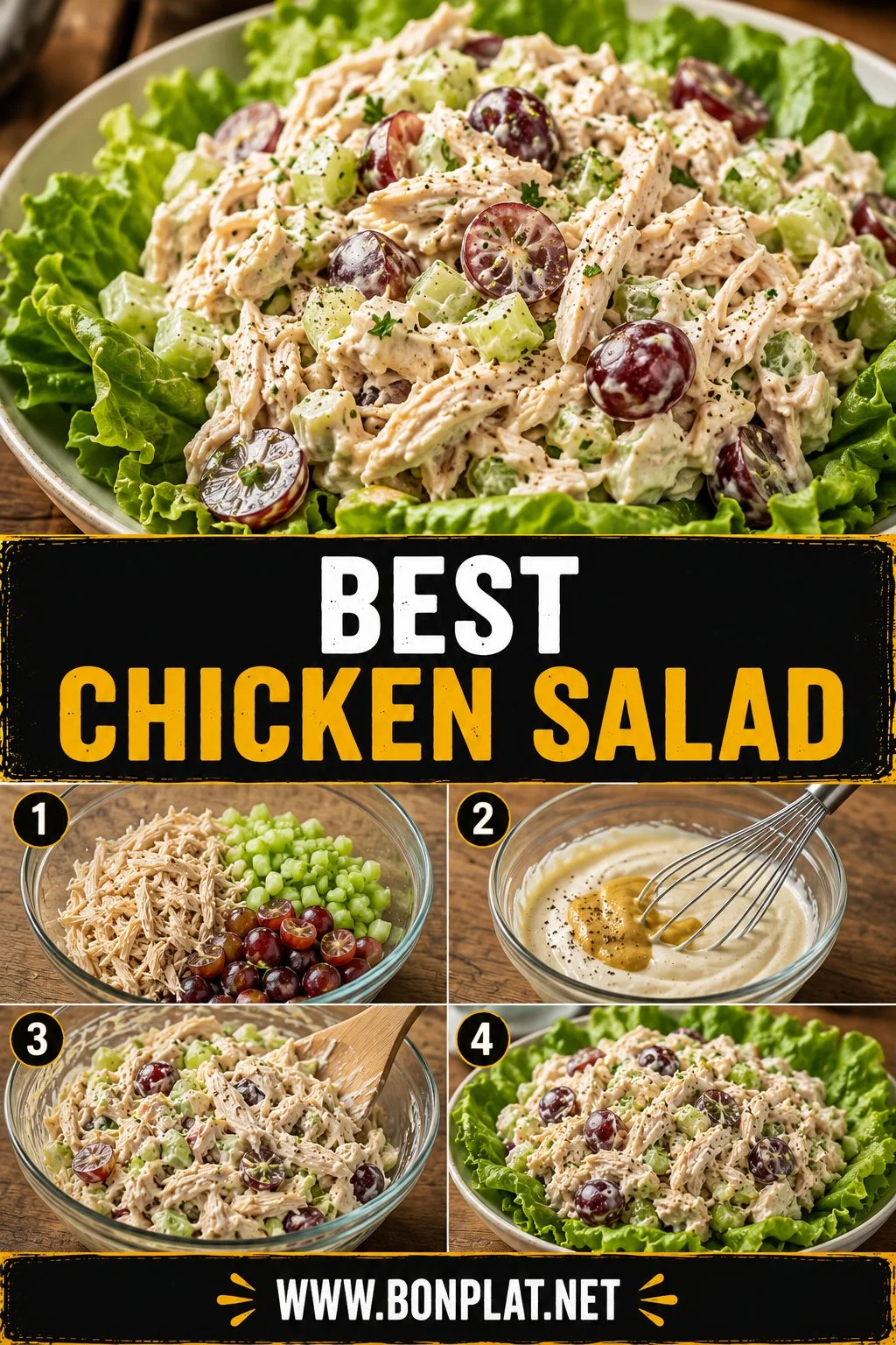 Delicious and colorful best chicken salad with fresh vegetables and dressing