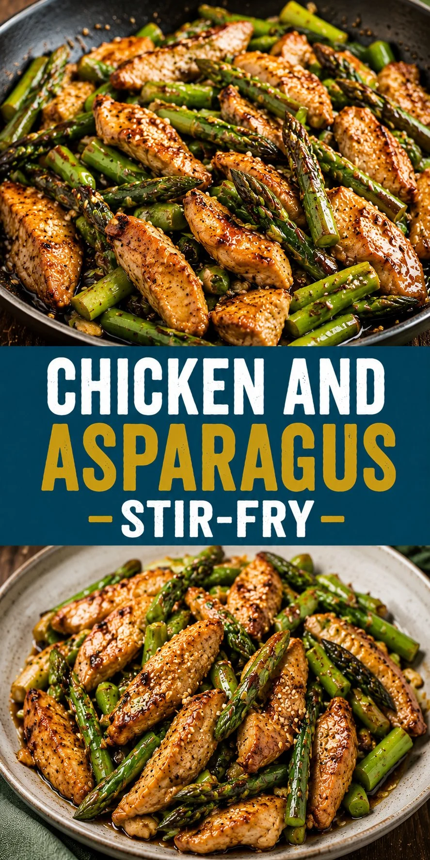 Delicious chicken and asparagus stir-fry served on a plate