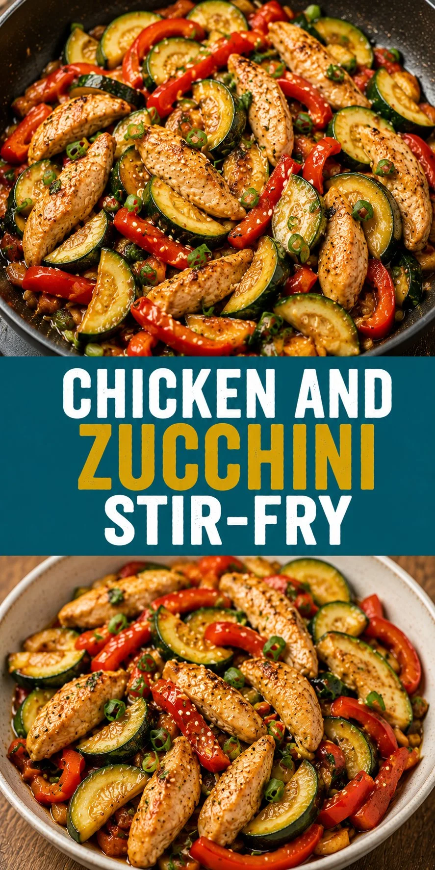 Delicious Chicken and Zucchini Stir-Fry served in a vibrant dish