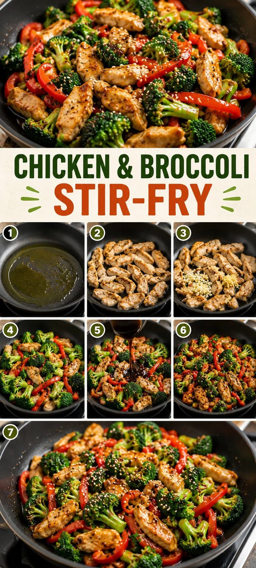 Delicious Chicken Broccoli Stir-Fry served in a bowl with vibrant vegetables.