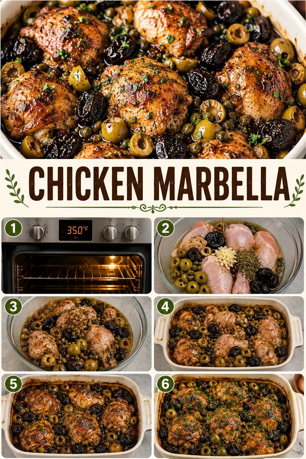 Delicious Chicken Marbella dish with olives and prunes