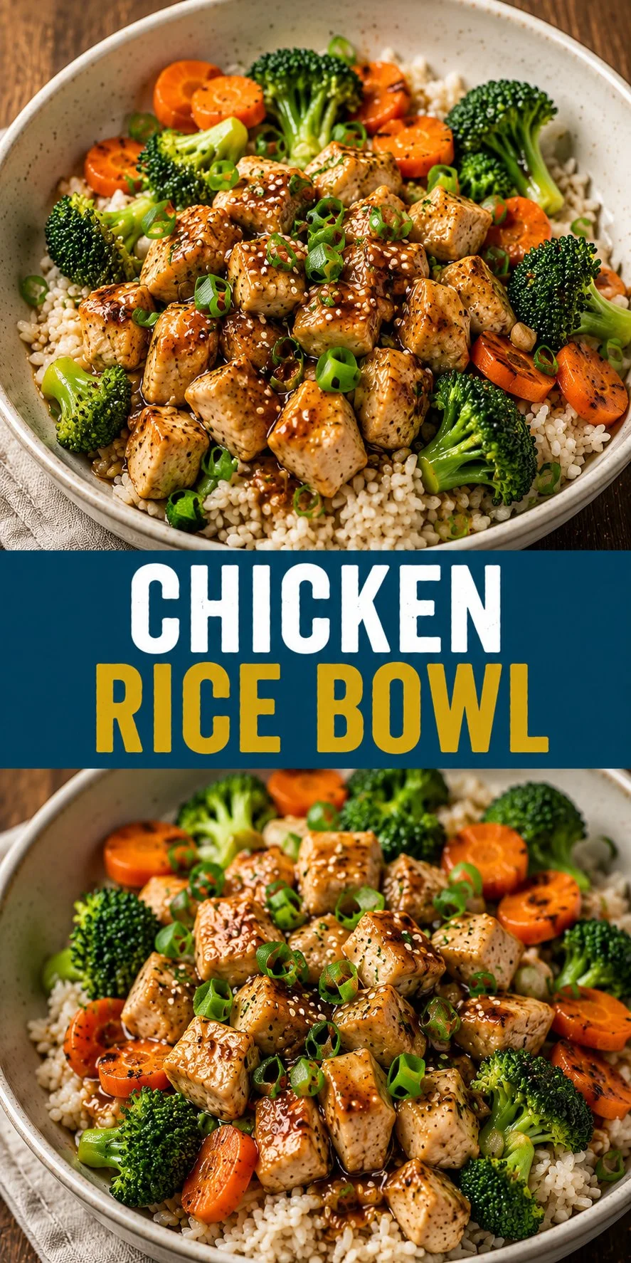 Delicious chicken rice bowl with tender chicken and fragrant rice