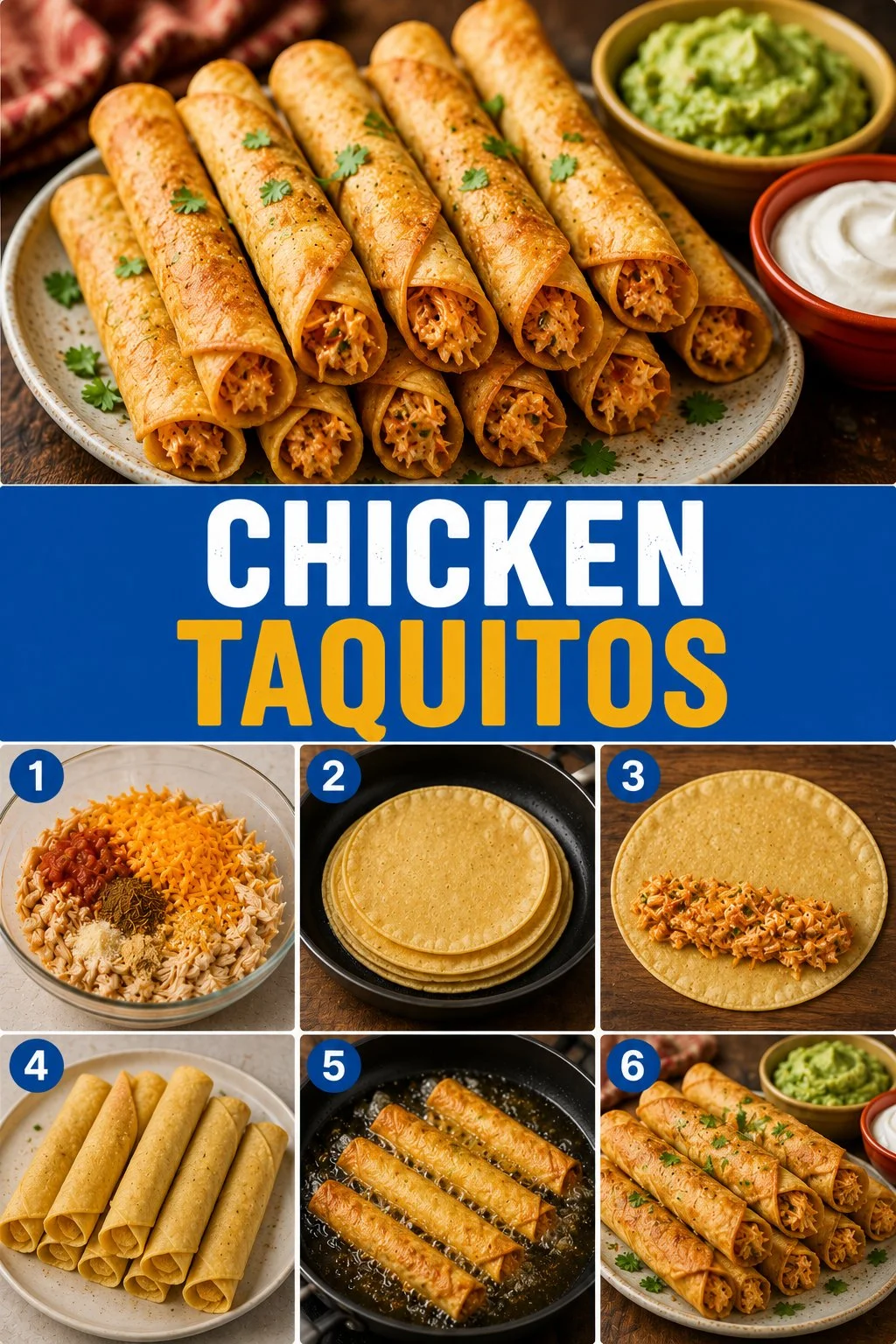 Plate of homemade Chicken Taquitos with dipping sauce