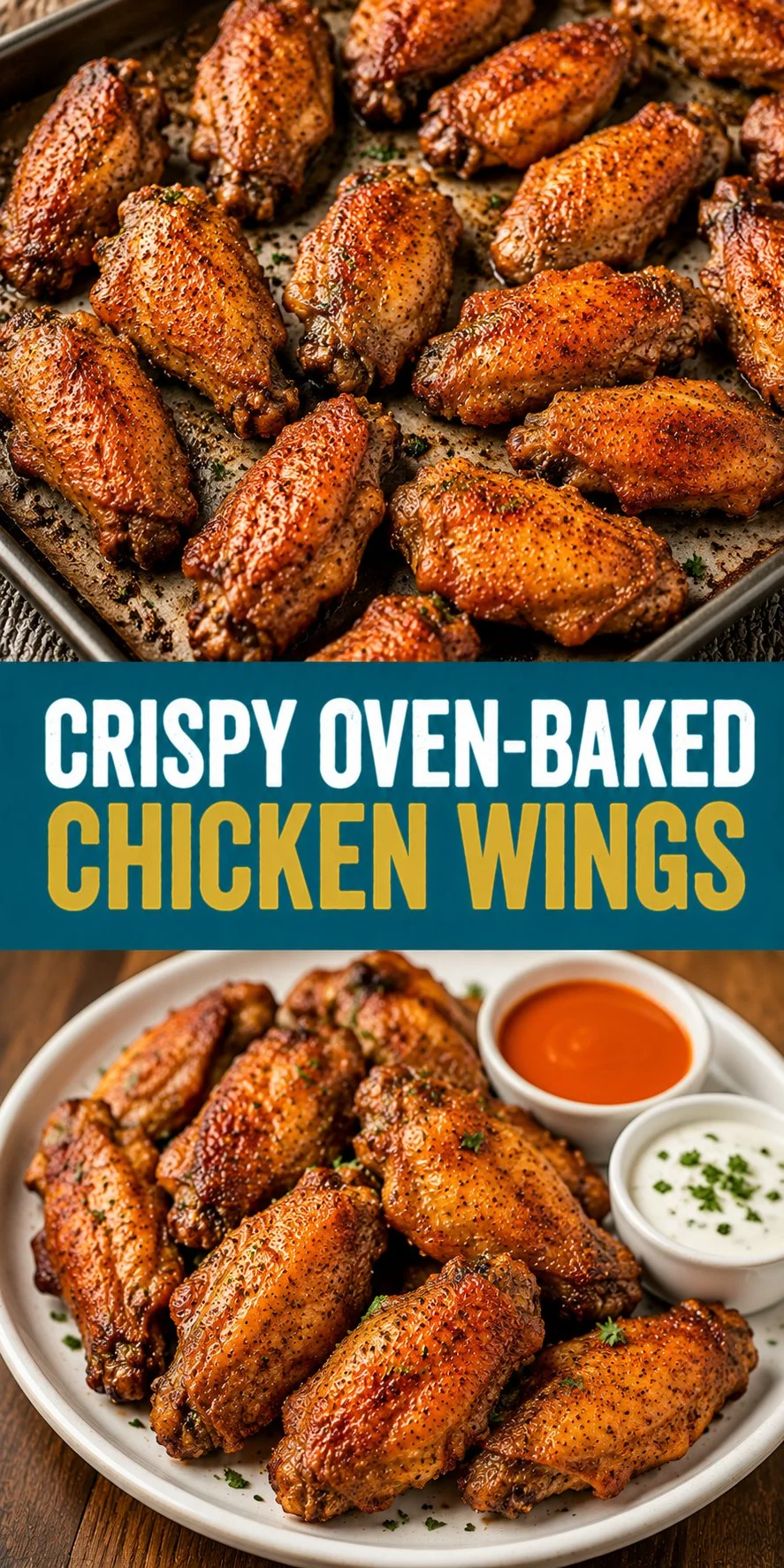 Delicious crispy oven-baked chicken wings with a golden brown finish