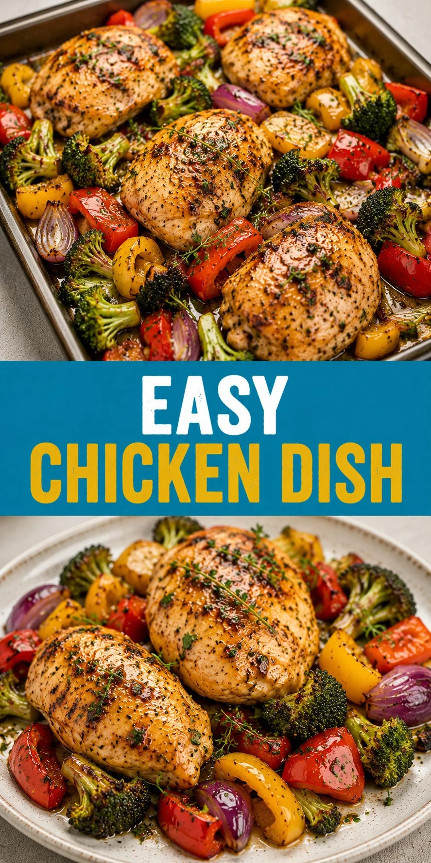 Delicious and easy chicken dish served with vegetables on a plate