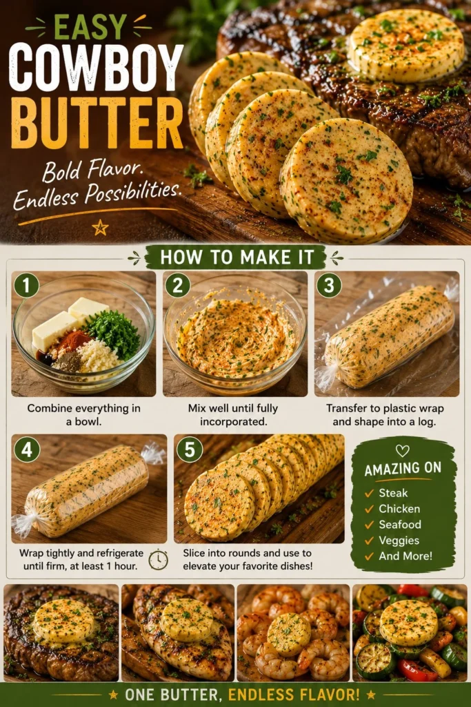 Easy cowboy butter recipe with herbs and spices for grilling