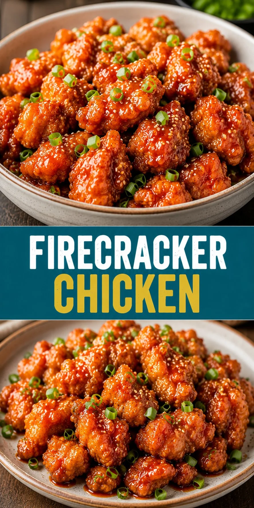 Delicious Firecracker Chicken served on a plate with colorful vegetables
