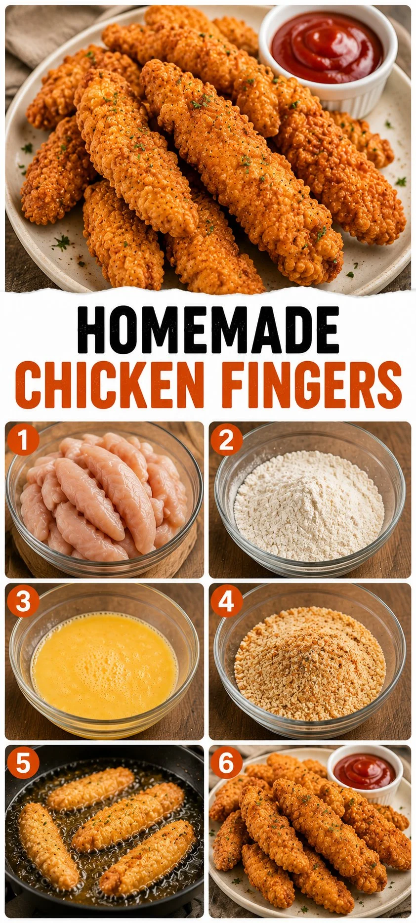 Plate of crispy homemade chicken fingers served with dipping sauce