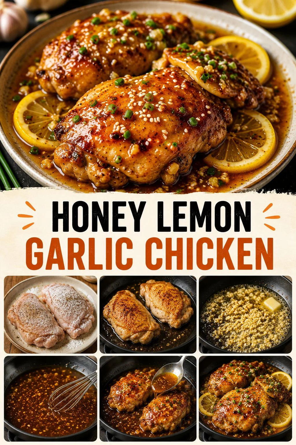 Honey Lemon Garlic Chicken served with a side of vegetables