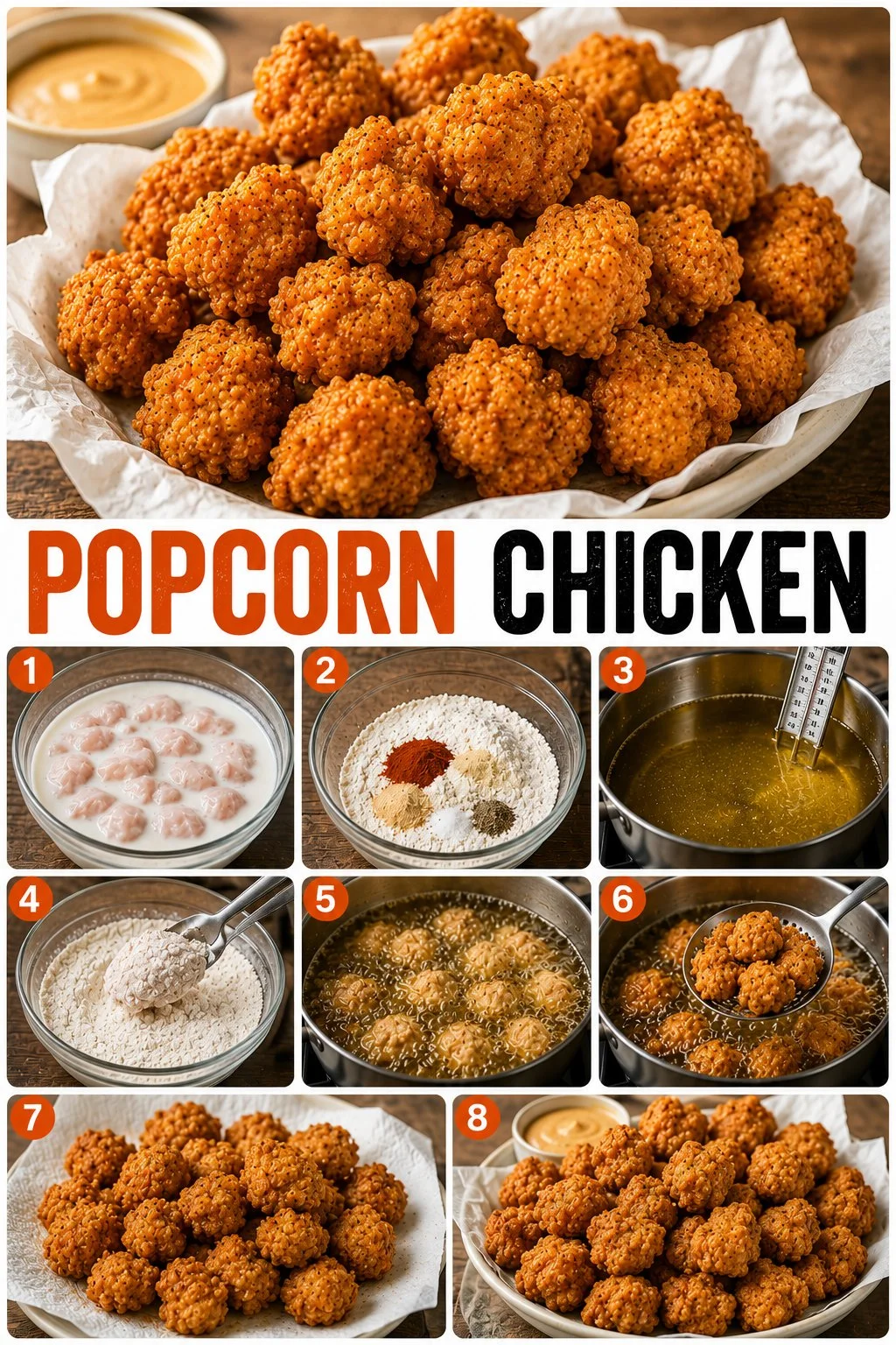 Crispy and flavorful popcorn chicken served in a bowl.