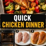 Quick chicken dinner recipe with fresh ingredients and vibrant presentation.