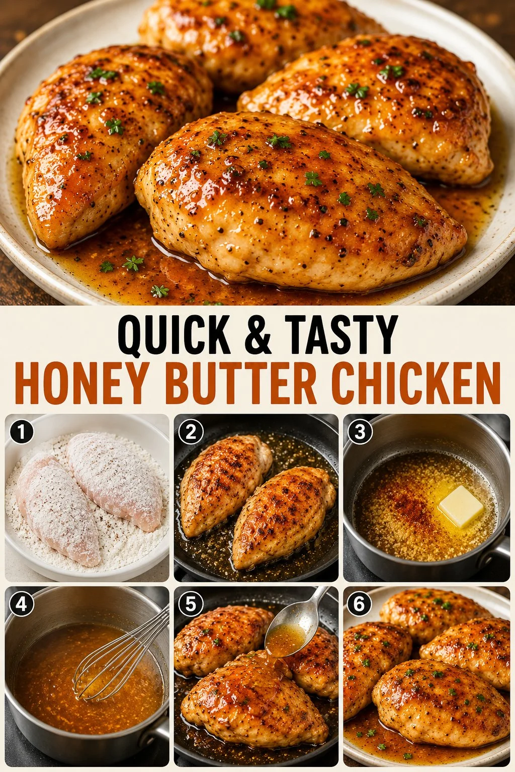 Delicious honey butter chicken served with sides on a plate.
