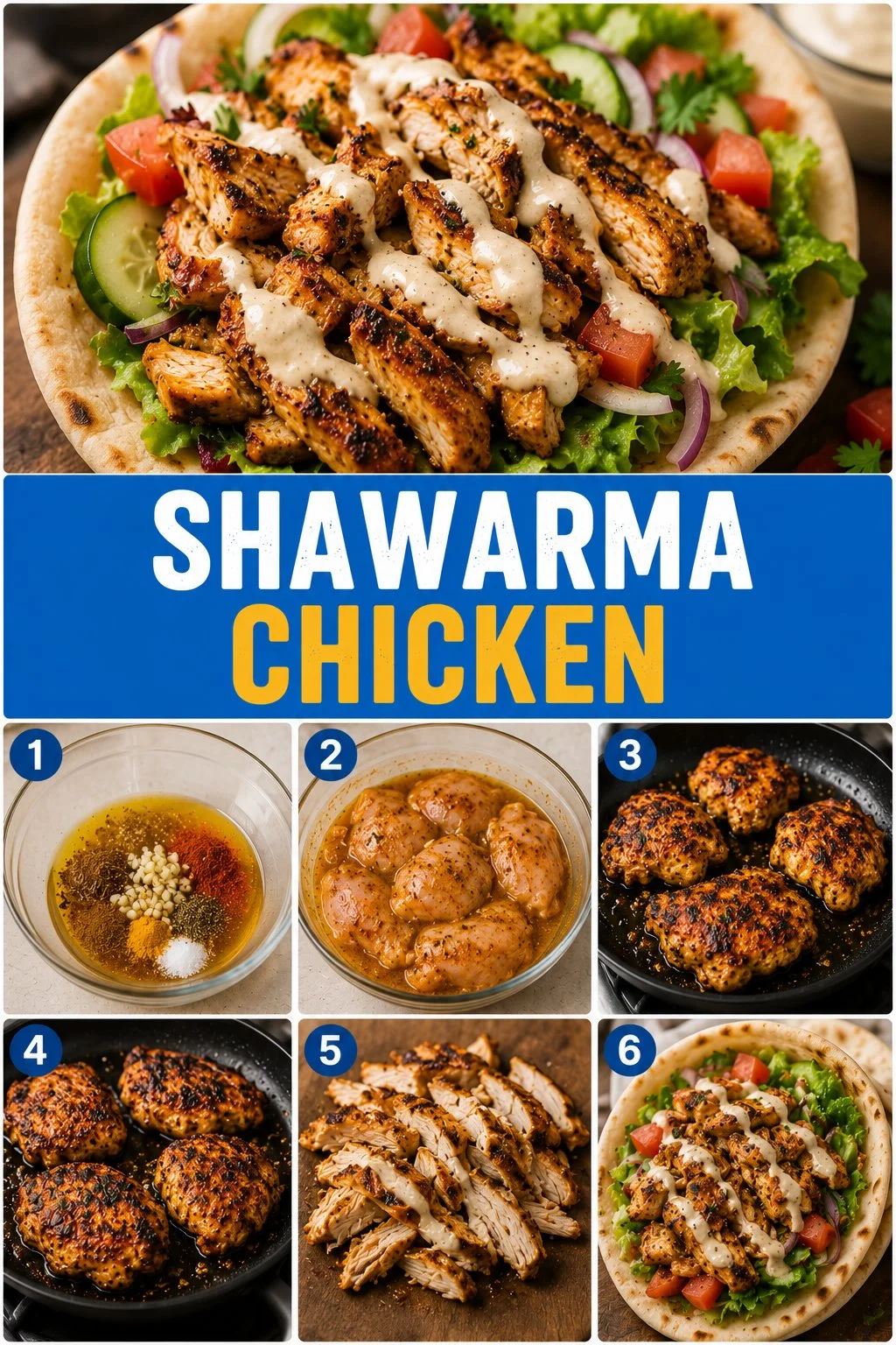 Delicious Shawarma Chicken served with fresh vegetables and sauces