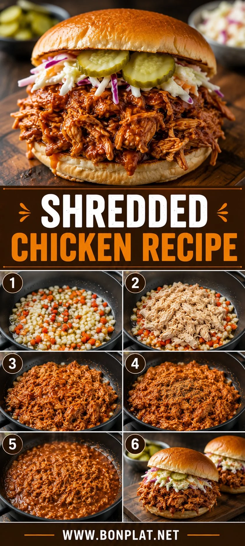 Delicious shredded chicken in a bowl ready for tacos and sandwiches