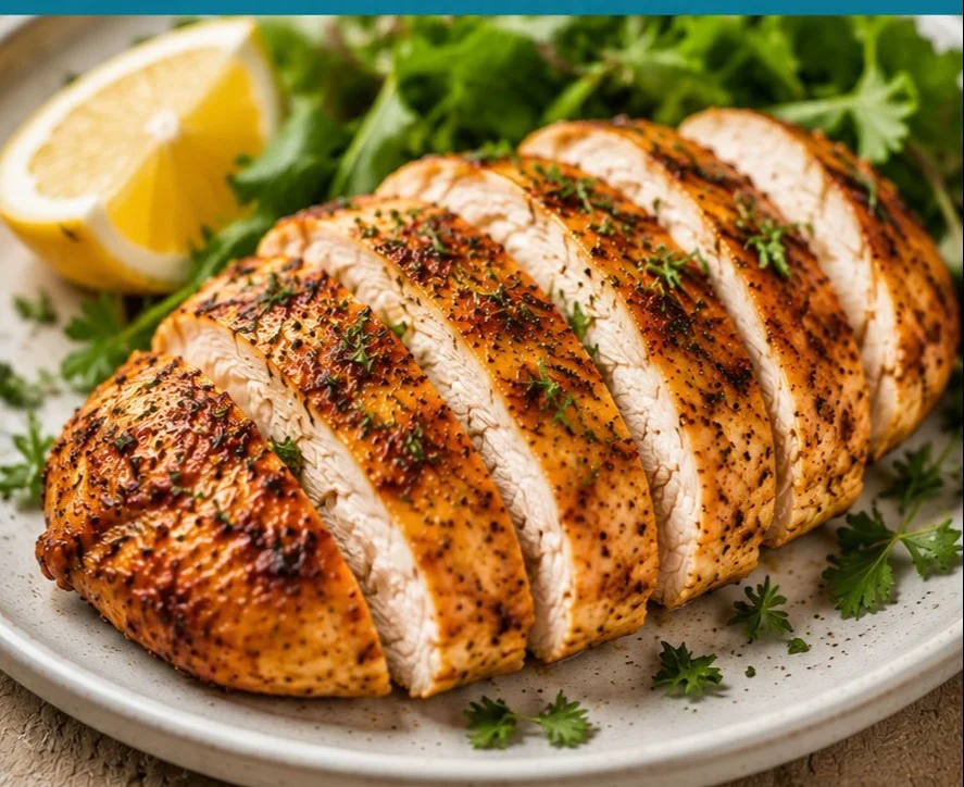 Crispy air fryer chicken served with vegetables