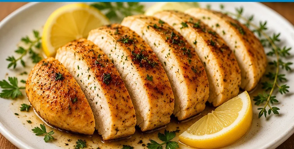 Juicy and flavorful baked chicken breast served on a plate