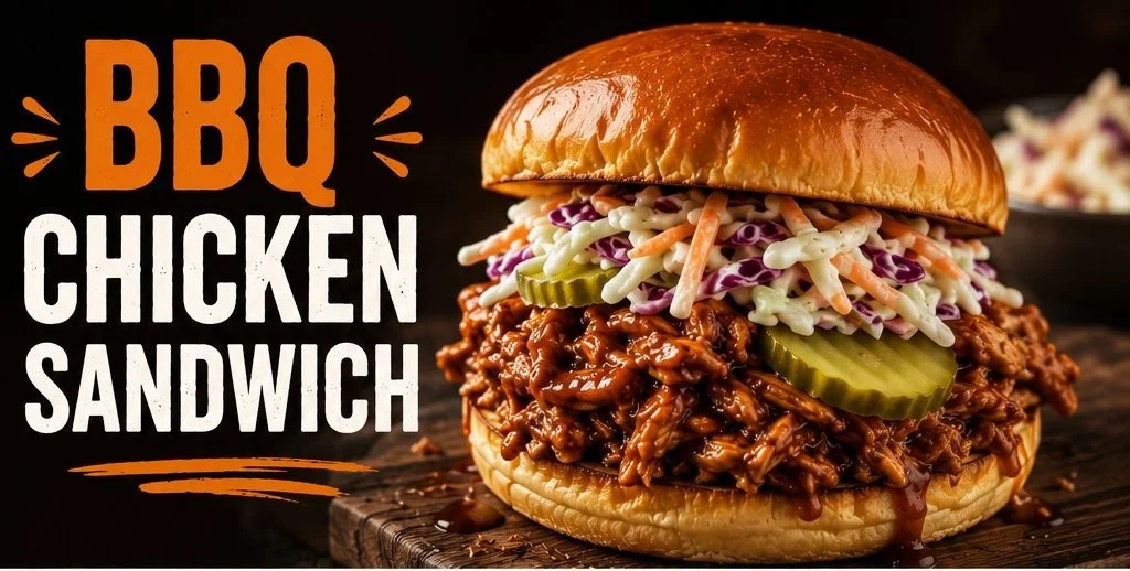 Delicious BBQ chicken sandwich with tender chicken and smoky sauce