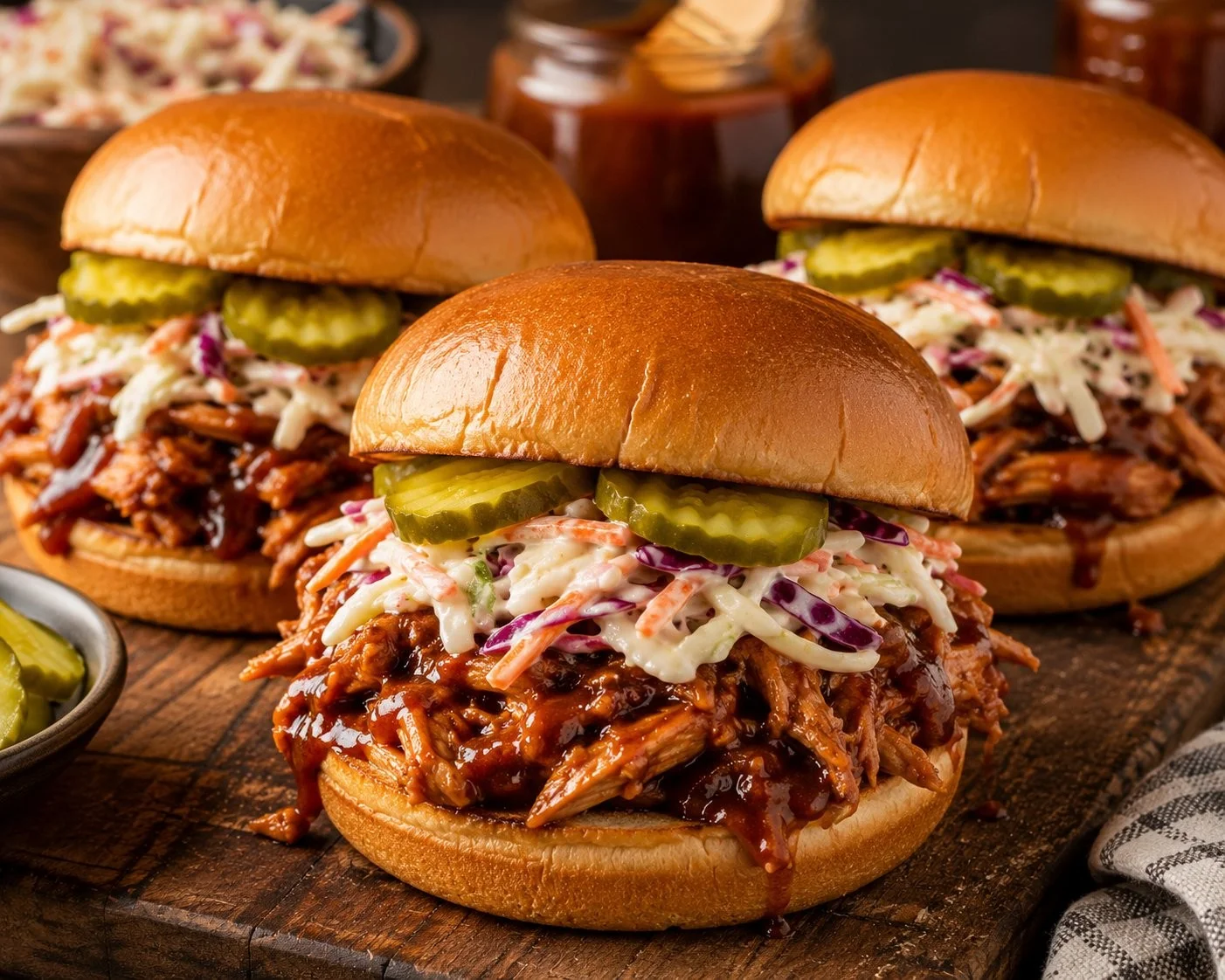 Succulent BBQ chicken sandwich served with fresh toppings and a side of fries