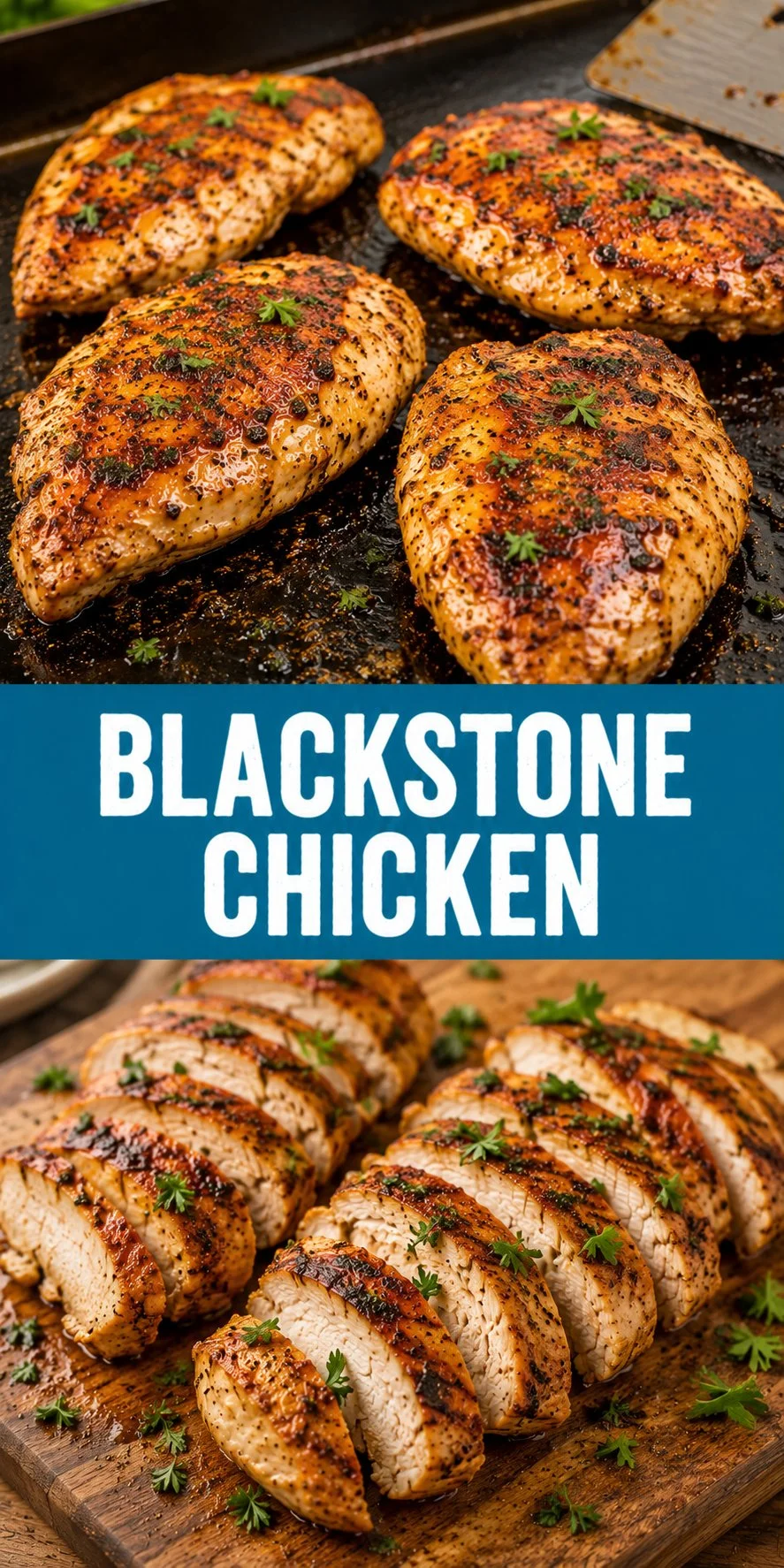 Grilled Blackstone Chicken served with fresh vegetables on a plate.