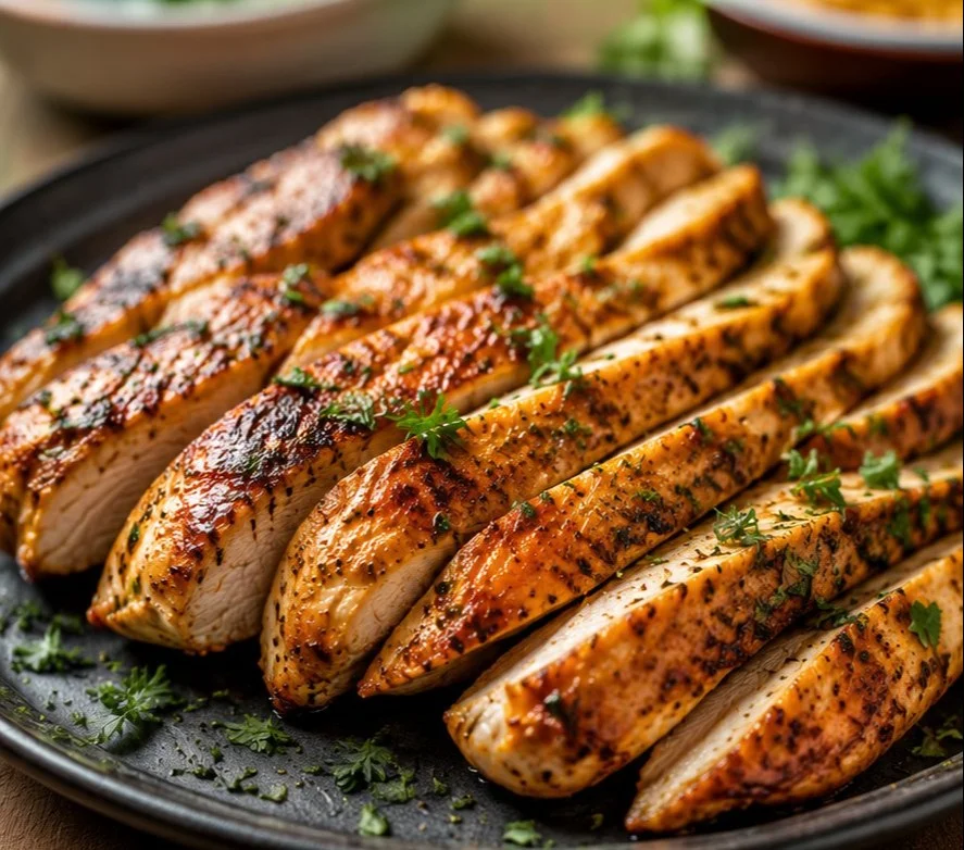Delicious Blackstone Chicken cooking on a grill.