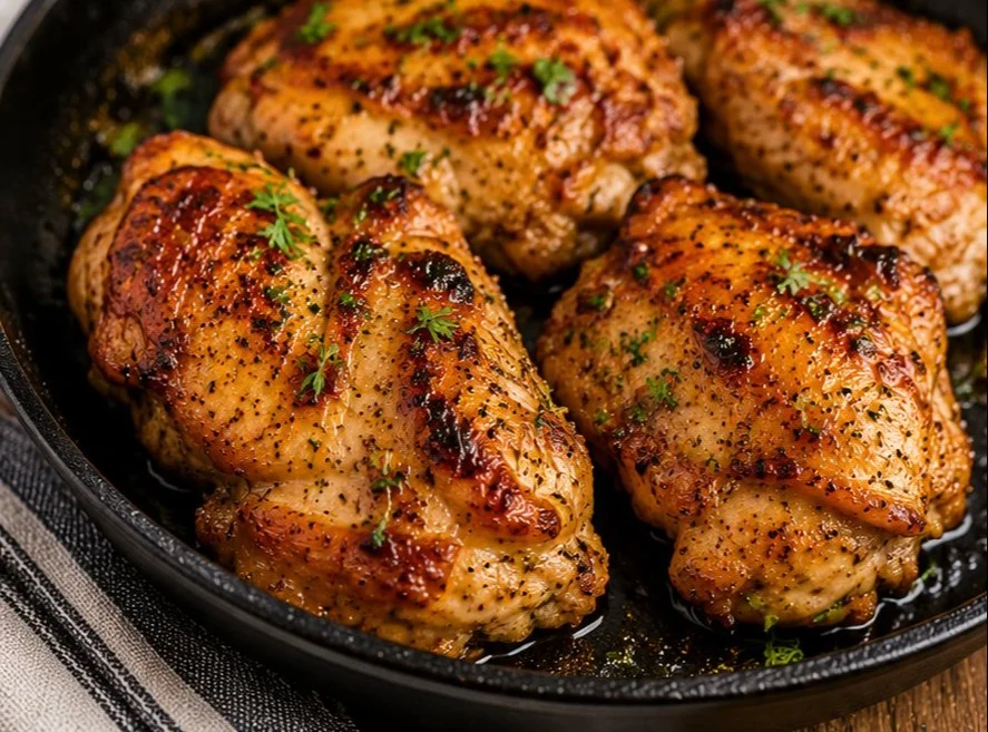 Juicy boneless chicken thighs cooked to perfection for a delicious meal.