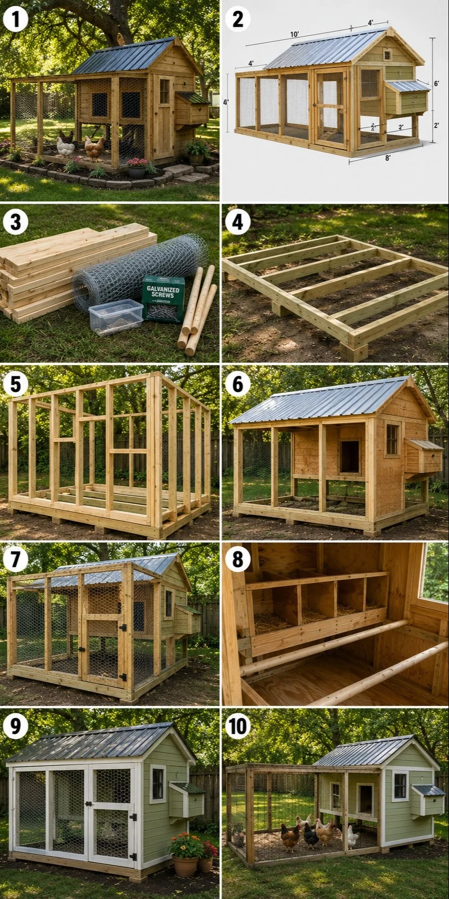Step-by-step guide to building a chicken coop for backyard poultry.