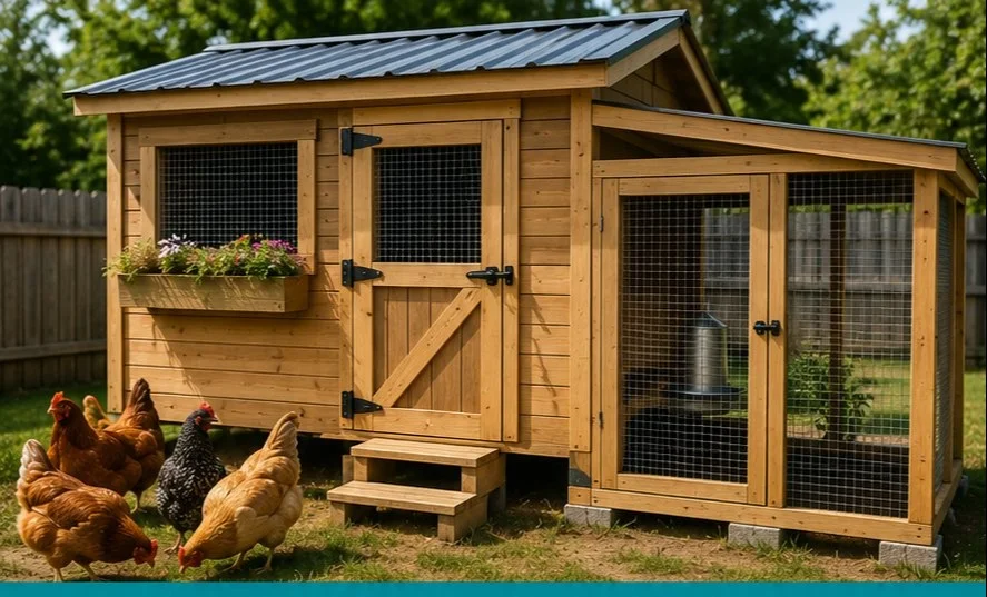 DIY building a walk-in chicken coop for chickens.