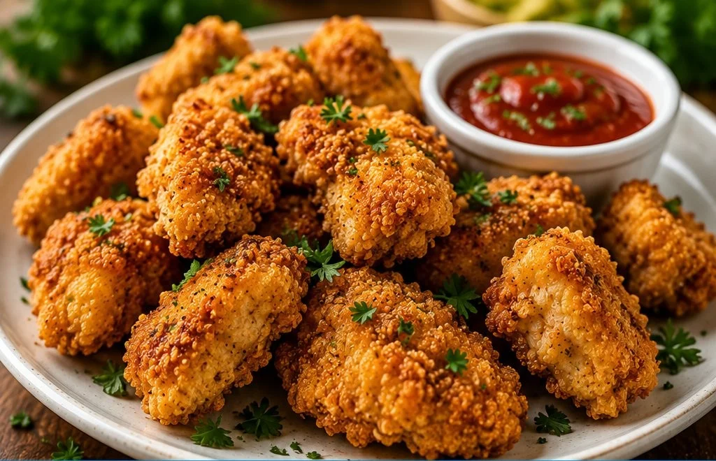 Variety of tasty chicken appetizers served at a gathering