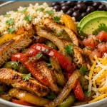 Delicious Chicken Fajita Bowl with colorful veggies and spices