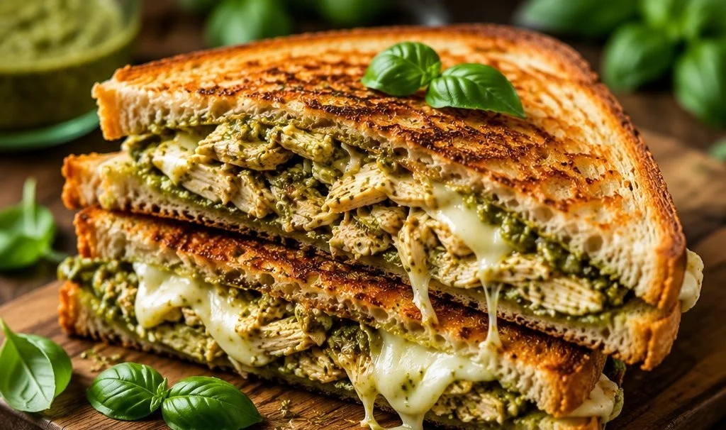 Chicken Pesto Sandwich with fresh ingredients and vibrant flavors