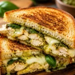 Delicious Chicken Pesto Sandwich with grilled chicken and fresh basil pesto