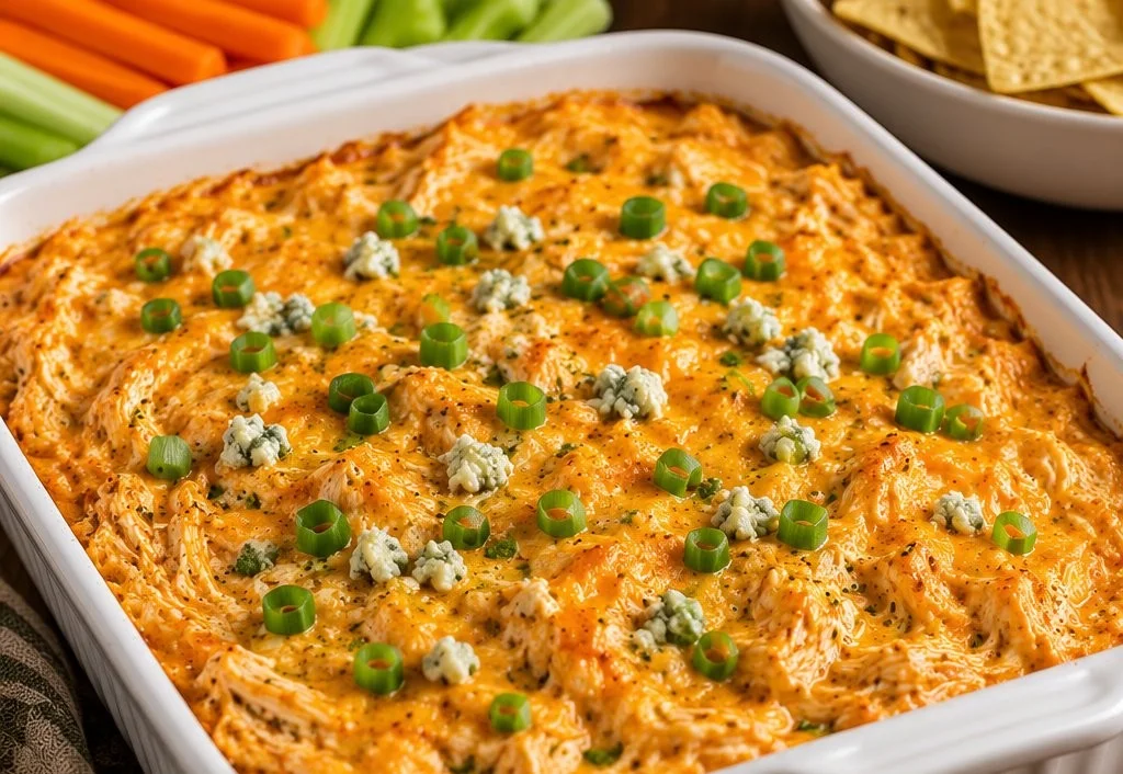 Delicious creamy Chicken Wing Dip served in a bowl, perfect for appetizers