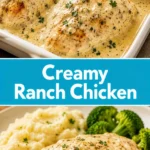 Creamy Ranch Chicken served with vegetables on a plate