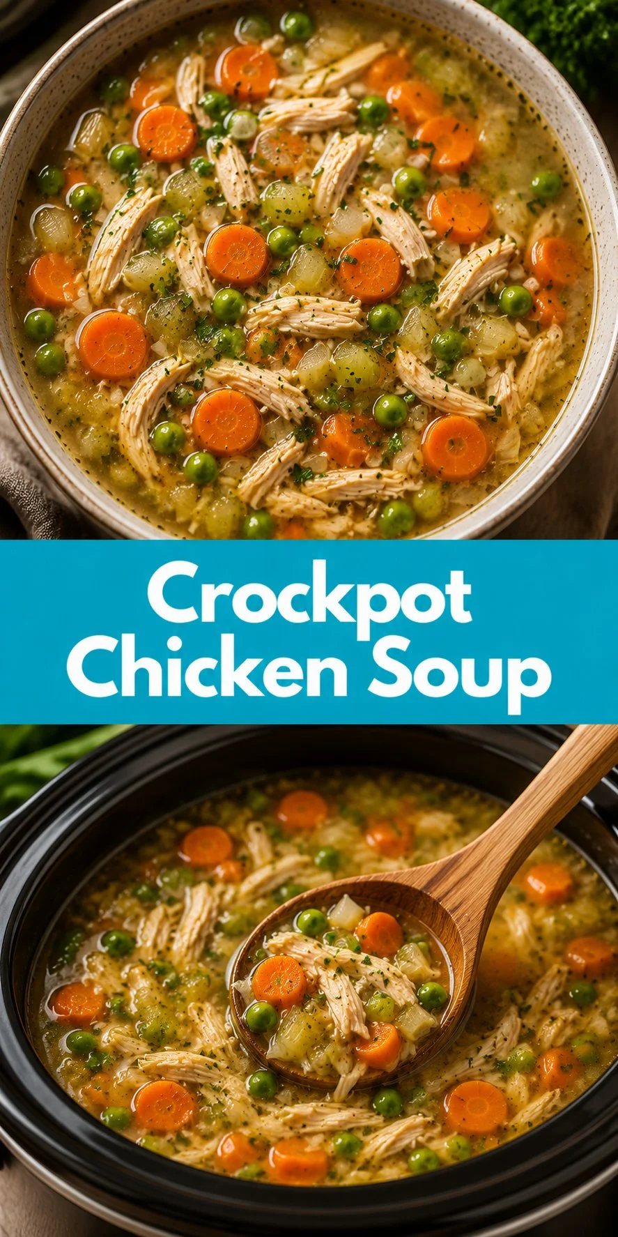Delicious Crockpot Chicken Soup simmering in a slow cooker.