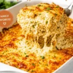 Easy chicken enchilada casserole topped with cheese and fresh cilantro