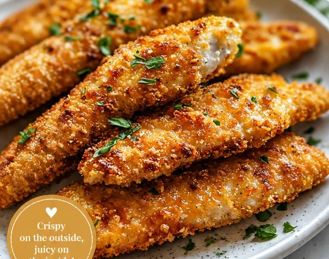 Homemade baked chicken tenders served with dipping sauce
