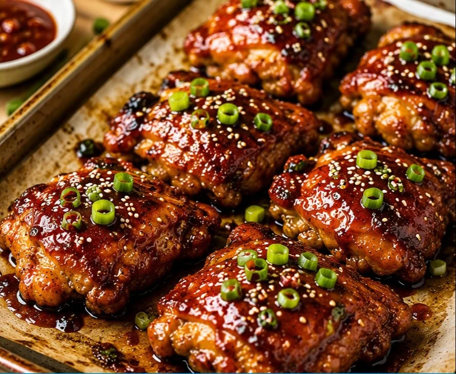Delicious Korean chicken served with traditional side dishes.