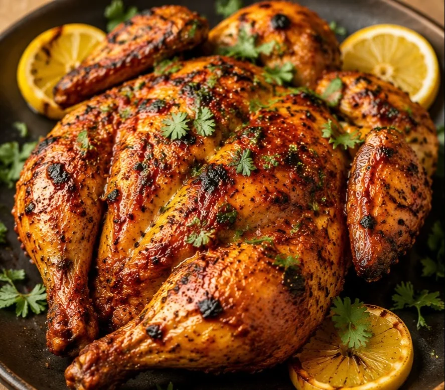 Juicy Peri Peri Chicken with spicy marinade served on a plate