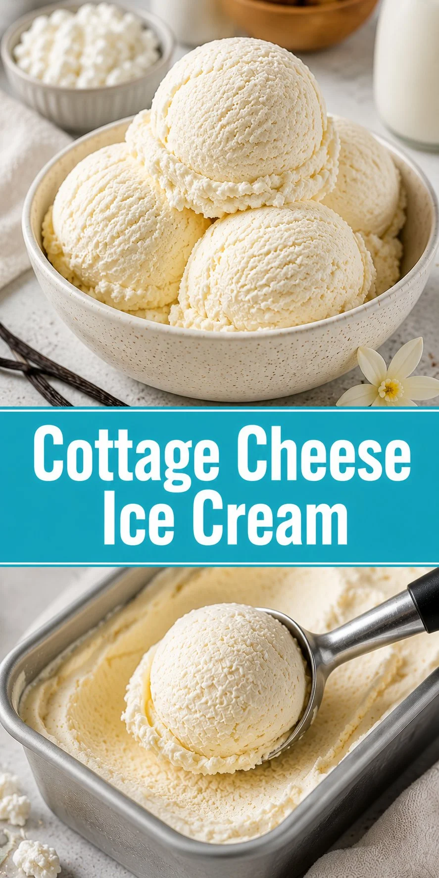 Delicious bowl of cottage cheese ice cream topped with fresh fruit