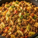 High protein cabbage dish with vegetables and seasoning