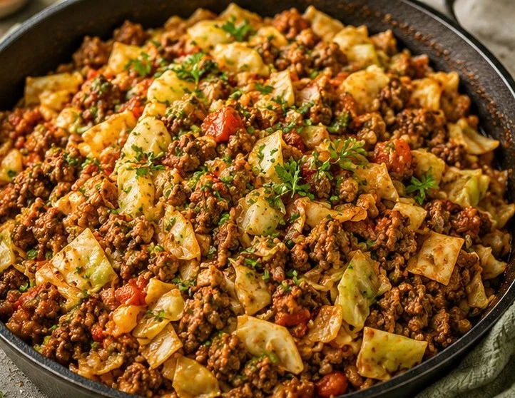 High protein cabbage dish with vegetables and seasoning
