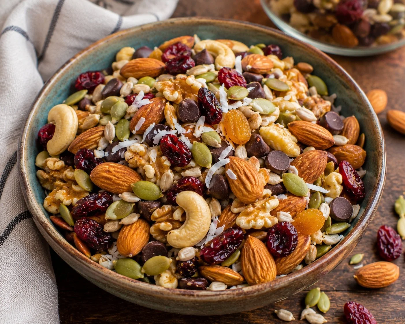 High Protein Trail Mix with nuts and dried fruits for a healthy snack