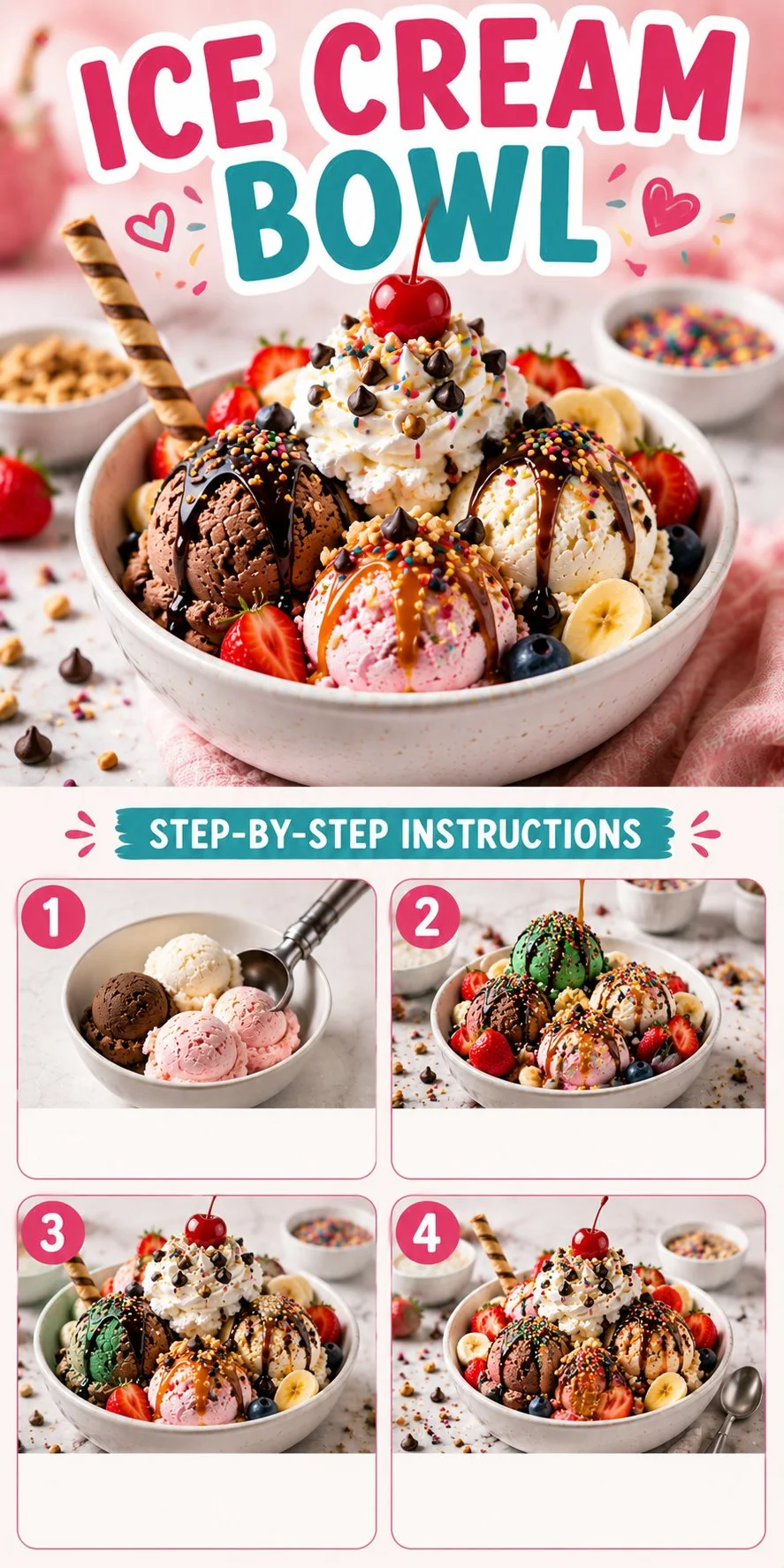 Stylish ice cream bowl filled with various flavors of ice cream