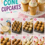 Delicious ice cream cone cupcakes with colorful frosting and sprinkles