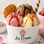 A colorful ice cream icon perfect for designs and branding projects