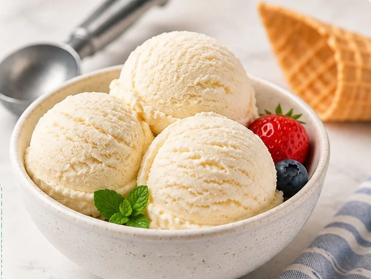 Homemade ice cream maker recipes with various flavors and toppings.